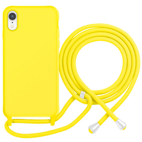 Coque pour iPhone XR en TPU Premium Color Lace avec Cordon Tour de Cou Moxie Jaune