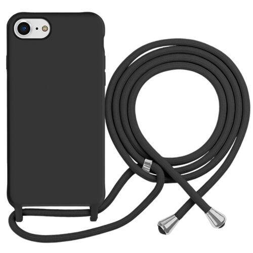 Coque pour iPhone 7 / 8 en TPU Premium Color Lace avec Cordon Tour de Cou Moxie Noir