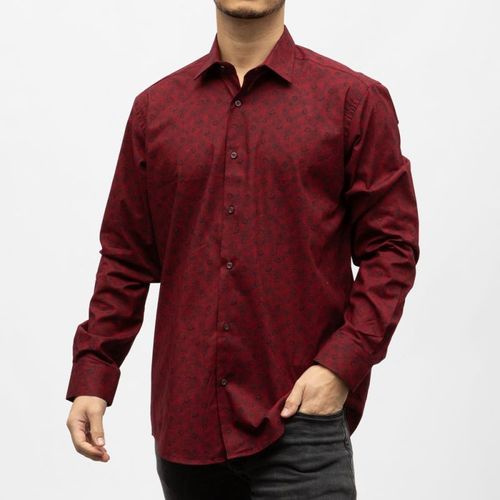 Bill00 Chemise Coton Poly Rouge Bordeaux - Jacquard Homme Bill Tornade