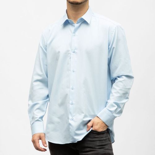 Bill00 Chemise Coton Poly Bleu Ciel - Nid D'abeilles Homme Bill Tornade