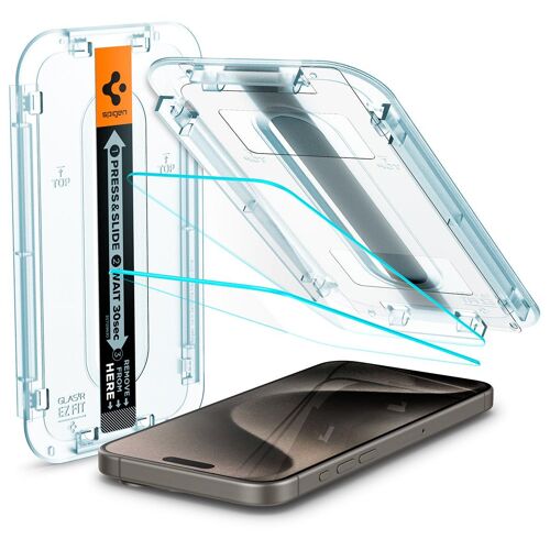 Spigen EZ FIT GLAS.tR Protection d'écran transparent Apple 2 pièces pour Apple iPhone 15 Pro