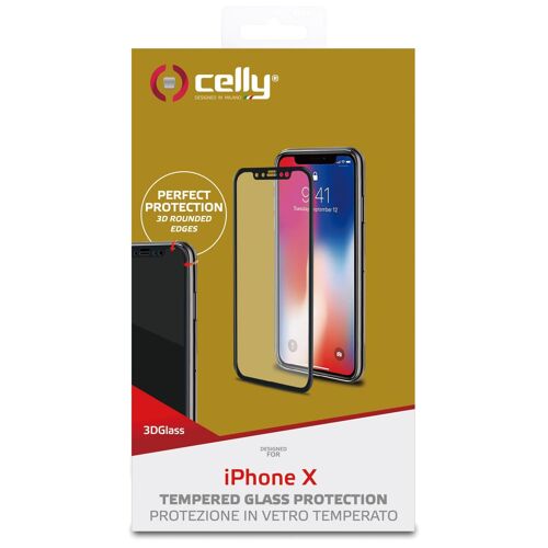 Celly 3D Glass Protection d'écran transparent Apple pour Apple iPhone X, iPhone Xs