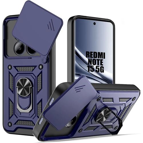 Coque pour Xiaomi Redmi Note 15 5G/4G, Protection Antichoc avec Anneau Rigide Réglable - Bleu Marine - E.F.Connection