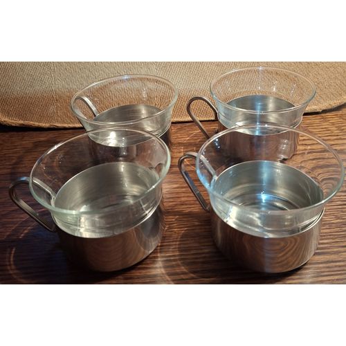 Lot De 4 Tasses À Thé - Verre Et Métal