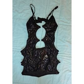 Robe Moulante En Vinyle Imitation Cuir Latex Sexy Sm Taille Unique Femme Noir -