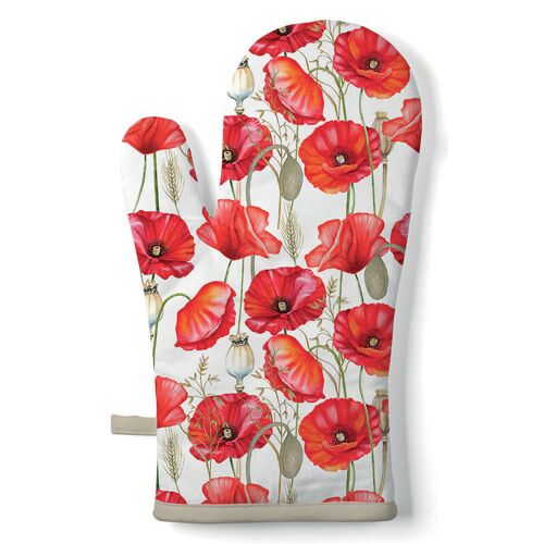 Gant De Cuisine Fleuri Coquelicots En Coton 18 × 30 Cm
