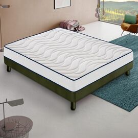 Matelas Mousse 140x190 cm CLEO - Epaisseur 20 Cm - Réversible - Côté Été/hiver