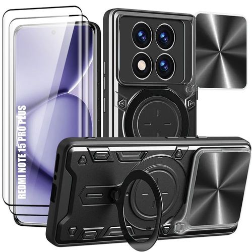 Coque + 2 Verres Trempés pour Xiaomi Redmi Note 15 Pro Plus 5G, avec Protection Caméra - Noir - E.F.Connection