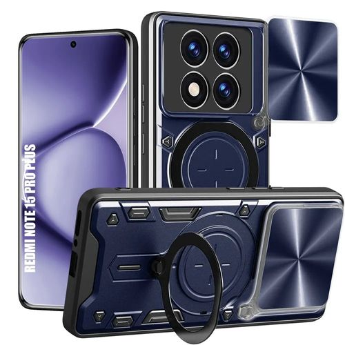 Coque pour Xiaomi Redmi Note 15 Pro Plus 5G, avec Anneau et Protection Caméra - Bleu Marine - E.F.Connection