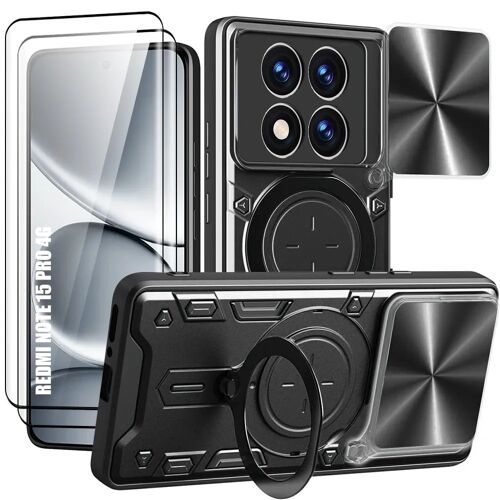 Coque + 2 Verres Trempés pour Xiaomi Redmi Note 15 Pro 4G, Antichoc avec Protection Caméra - Noir - E.F.Connection