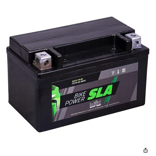 intAct - AGM BATTERIE MOTOCYCLE | Batterie pour scooter, moto, quad, etc. Batterie sans entretien & anti-fuite | SLA12-7A-BS, CTX7A-BS, 50615, batterie 12V, 6 AH (c20), 80 A (EN) | Dim: 150x87x94mm