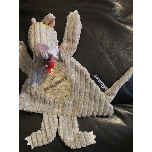 Doudou Loup Plat Gris Les Déglingos 26cm