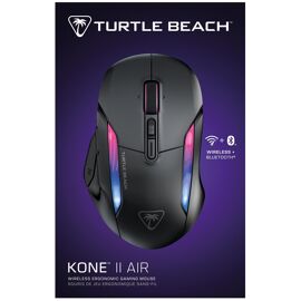 Turtle Beach Kone II Air - Souris Gaming RGB Ergonomique Sans Fil,Bbatterie 350h, Capteur Optique 26 000 DPI, 21 Entrées Personnalisables, Molette 4D Free-Spin - Noir