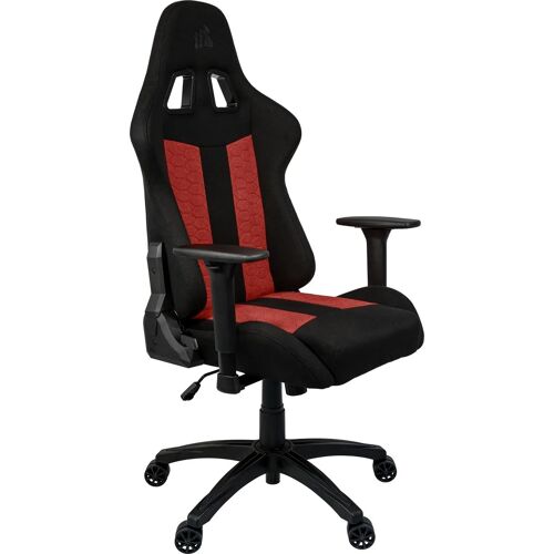 CORSAIR - Chaise bureau - Fauteuil Gaming - TC100 RELAXED - Tissu - Ergonomique - Accoudoirs réglables - Noir/Rouge (CF-9900014-WW)