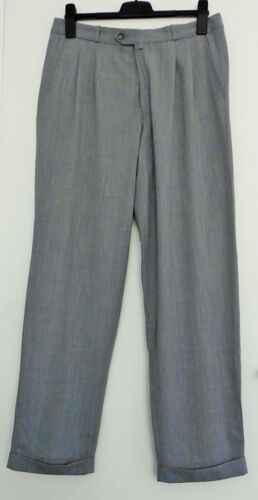 Pantalon Gris À Pinces. Revers. Brice. Laine. Viscose. Elasthanne. Taille 44