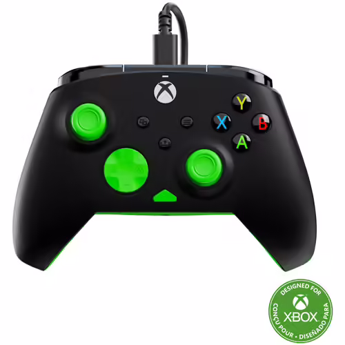 Turtle Beach Rematch Core noir/vert - Manette de jeu filaire - Licence Xbox Series XS, Xbox One et PC - touches audio, moteurs de vibration et gâchettes d'impulsion, câble de 3 m