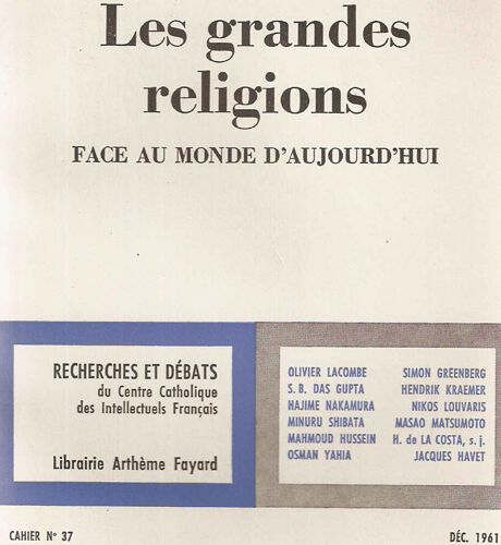 Les Grandes Religions Face Au Monde D'aujourd'hui
