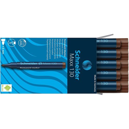 Schneider Lot De 10 Marqueurs Permanent Maxx 130 Brun