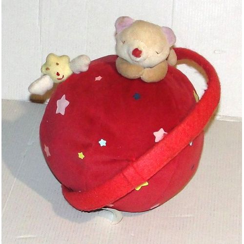peluche ours sur planète vintage - boite à musique boule à remontoir vertbaudet