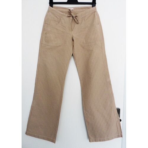Pantalon Évasé Beige Rayures Rouge. Etam. Coton. Lin. Polyester. Taille 36