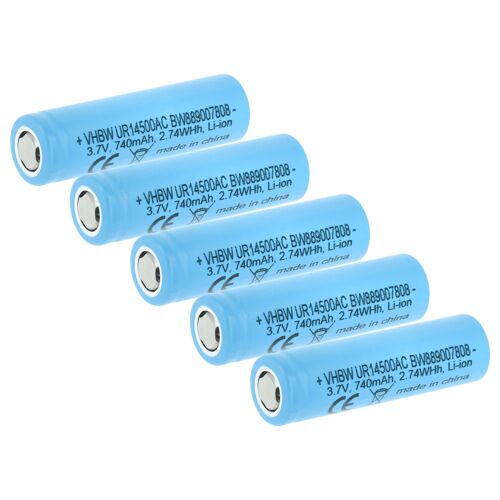 vhbw 5x Batterie compatible avec Braun 3776, 3769, 3795, 3794, 50-B1000s, 3770, 3796, 3758, 3753 brosse à dents électrique (740mAh, 3,7V, Li-ion)