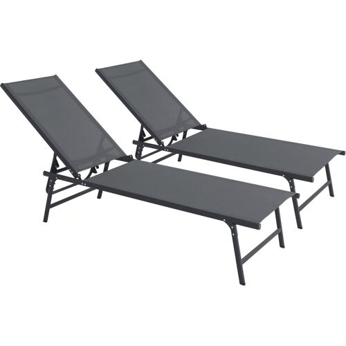 Lot De 2 Bains De Soleil En Métal "Sublima" - 180 X 54 X 104 Cm - Anthracite