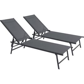 Lot De 2 Bains De Soleil En Métal "Sublima" - 180 X 54 X 104 Cm - Anthracite