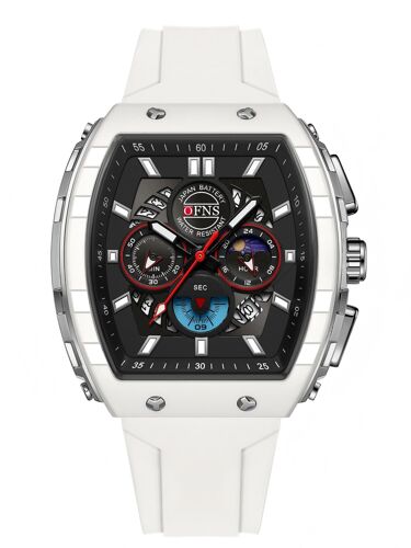 Montre Chronographe Quartz Élégante À Cadran Blanc. Fonction Calendrier, Trois Compteurs, Style Intemporel Pour Homme.