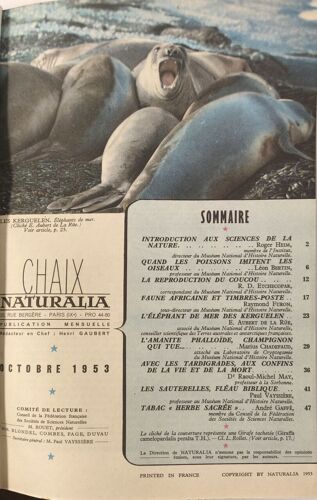 Naturalia N°1 Octobre 1953