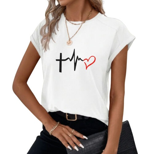 T-Shirt Femme Saint-Valentin "Battement D'amour" En Coton Blanc
