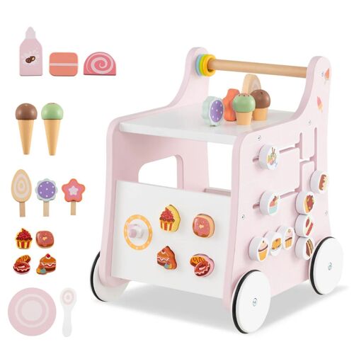 Trotteur 2 En 1 Pour Enfants 32 X 35 X 42 Cm Avec Rangement Sécurité Accrue Style Moderne En Mdf Rose Helloshop26 20_0014544