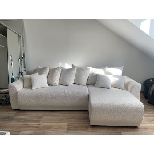 Nova - Canapé d'angle convertible en tissu 4 places blanc (Maison du monde)