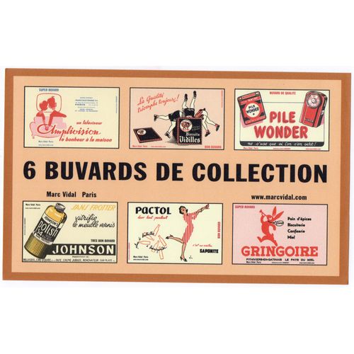 6 Buvards De Collection Wonder, Pactol, Gringoire, Vidilles, Amplivision, Johnson