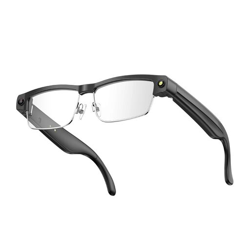 Lunettes intelligentes AI (cadre argenté) avec caméra HD 8MP et assistant vocal AI Transparent