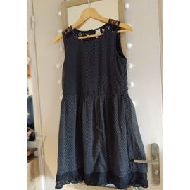 Robe Bleu Marine Foncé Avec Pois Blanc Légère Avec Doublure