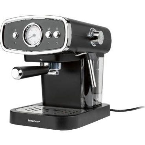 Machine à café Silvercrest SEM 1050 B1 expresso écologique sans dosette avec percolateur aiguille température vintage 1 ou 2 tasses Silver Crest mousseur réchauffage noir et chrome