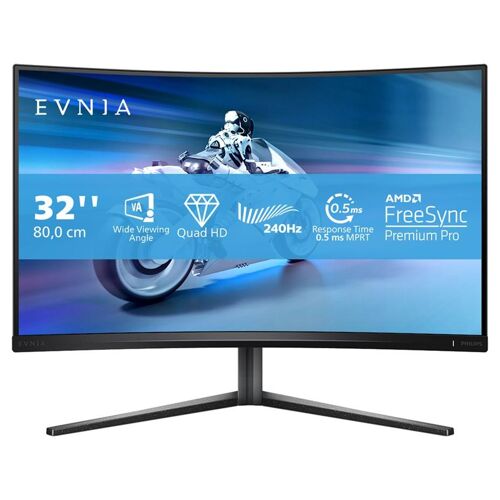 Philips Evnia 5000 32M2C5500W - Écran LED - jeux - incurvé - 32" (31.5" visualisable) - 2560 x 1440 QHD @ 240 Hz - VA - 500 cd/m² - 4000:1 - DisplayHDR 400 - 0.5 ms - 2xHDMI, 2xDisplayPort - ardoise foncée