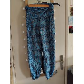 Pantalon Large Bleu Été Avec Divers Motifs