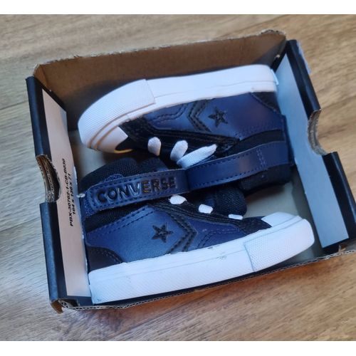 Basket Montante Cuir Converse Pro Blaze Noir Et Bleu Marine Taille 20