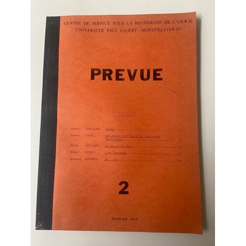 Prevue 2 - Février 1975 : Restes - Des Géants Bouffons À La Conscience Malheureuse - Le Jeu Et La Règle - Lire Corazzini - Un Un