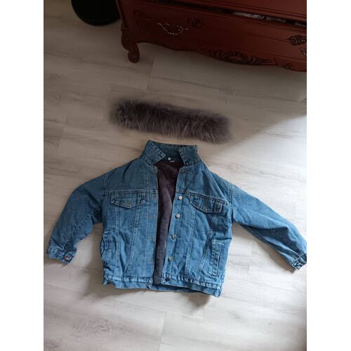 Veste En Jean Chaude Avec Col Fourrure