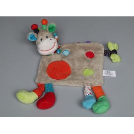 Doudou girafe plat Simba Toys gris orange pattes multicolores