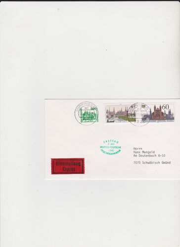 Allemagne Philatélie Enveloppe Affranchissement Mixe Rfa / Berlin Göppingen 1 2 Juillet 1990