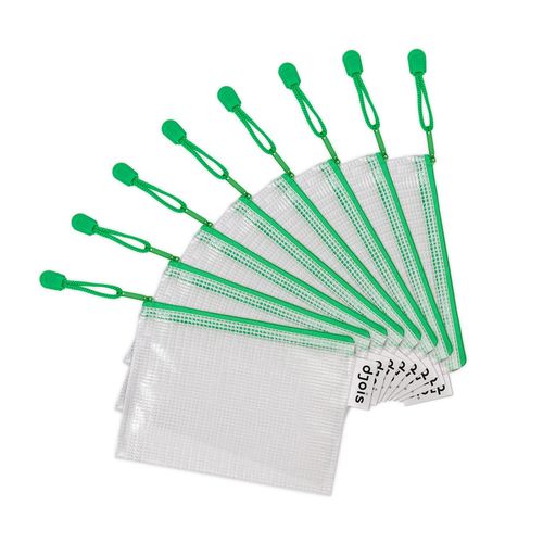 Djois 8 Pochettes Renforcées À Zip - A6 - Paysage - Vert