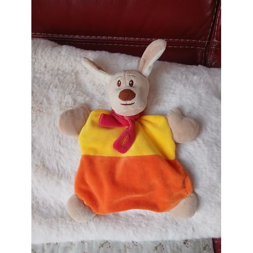 Doudou Chien avec papier bruissant *coloris jaune/orange