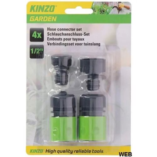 Set de 4 connecteurs de tuyau de jardin - Kinzo Garden - Dimensions 190 x 35 x 130 mm - Poids 0,083 KG