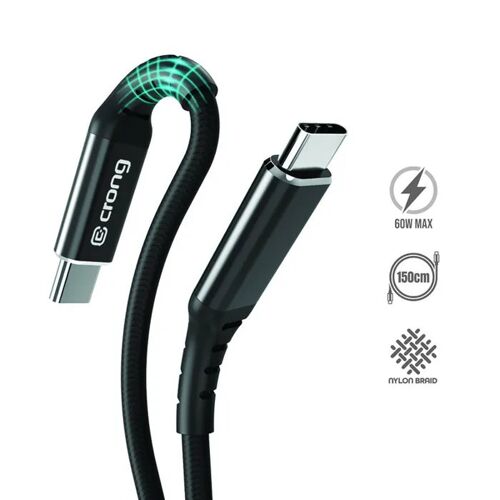 Câble USB-C vers USB-C - CRONG - Armor Link - 60 W - Charge rapide - 150 cm - Noir