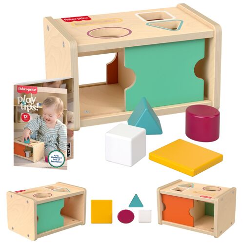 Fisher-Price Fisher-Price-Boîte en Bois Permanence de l'Objet Tri et Découverte Montessori