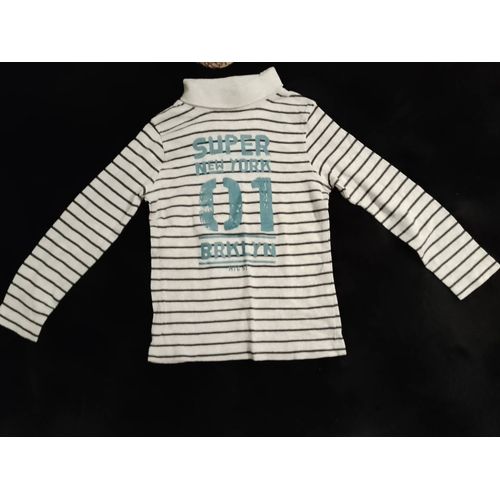 Top Col Roulé Rayé Gris Clair Marine 6 Ans In Extenso.