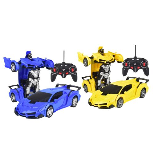 Lot de 2 voitures robots transformables télécommandées pour enfants - Transformation par simple pression d'un bouton, voitures RC avec télécommande